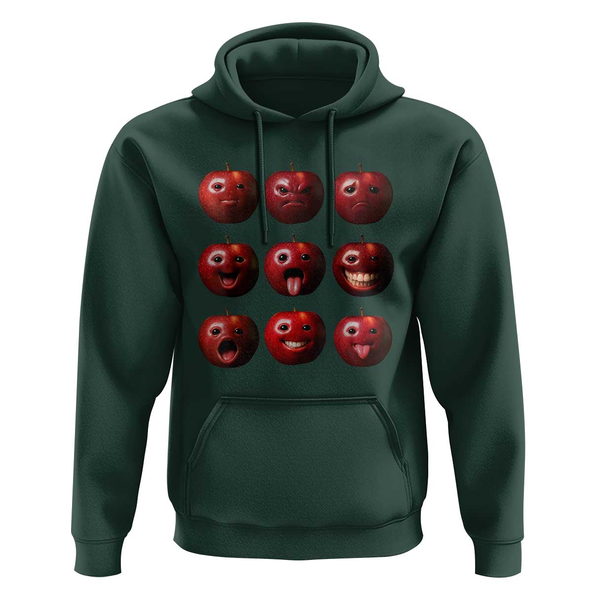 Funny Freaky Apple Faces Meme Graphic Hoodie Surreal Weird AI Fruit Emotions - Wonder Print Shop