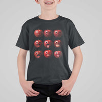 Funny Freaky Apple Faces Meme Graphic T Shirt For Kid Surreal Weird AI Fruit Emotions - Wonder Print Shop