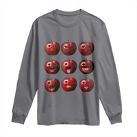 Funny Freaky Apple Faces Meme Graphic Long Sleeve Shirt Surreal Weird AI Fruit Emotions - Wonder Print Shop