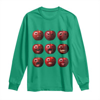 Funny Freaky Apple Faces Meme Graphic Long Sleeve Shirt Surreal Weird AI Fruit Emotions - Wonder Print Shop