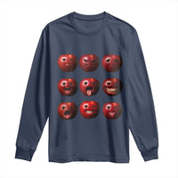 Funny Freaky Apple Faces Meme Graphic Long Sleeve Shirt Surreal Weird AI Fruit Emotions - Wonder Print Shop