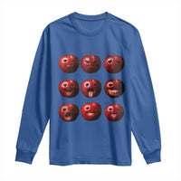 Funny Freaky Apple Faces Meme Graphic Long Sleeve Shirt Surreal Weird AI Fruit Emotions - Wonder Print Shop
