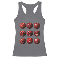 Funny Freaky Apple Faces Meme Graphic Racerback Tank Top Surreal Weird AI Fruit Emotions - Wonder Print Shop