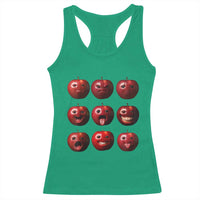 Funny Freaky Apple Faces Meme Graphic Racerback Tank Top Surreal Weird AI Fruit Emotions - Wonder Print Shop