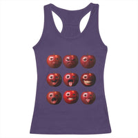 Funny Freaky Apple Faces Meme Graphic Racerback Tank Top Surreal Weird AI Fruit Emotions - Wonder Print Shop