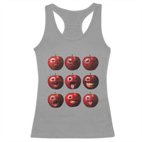 Funny Freaky Apple Faces Meme Graphic Racerback Tank Top Surreal Weird AI Fruit Emotions - Wonder Print Shop