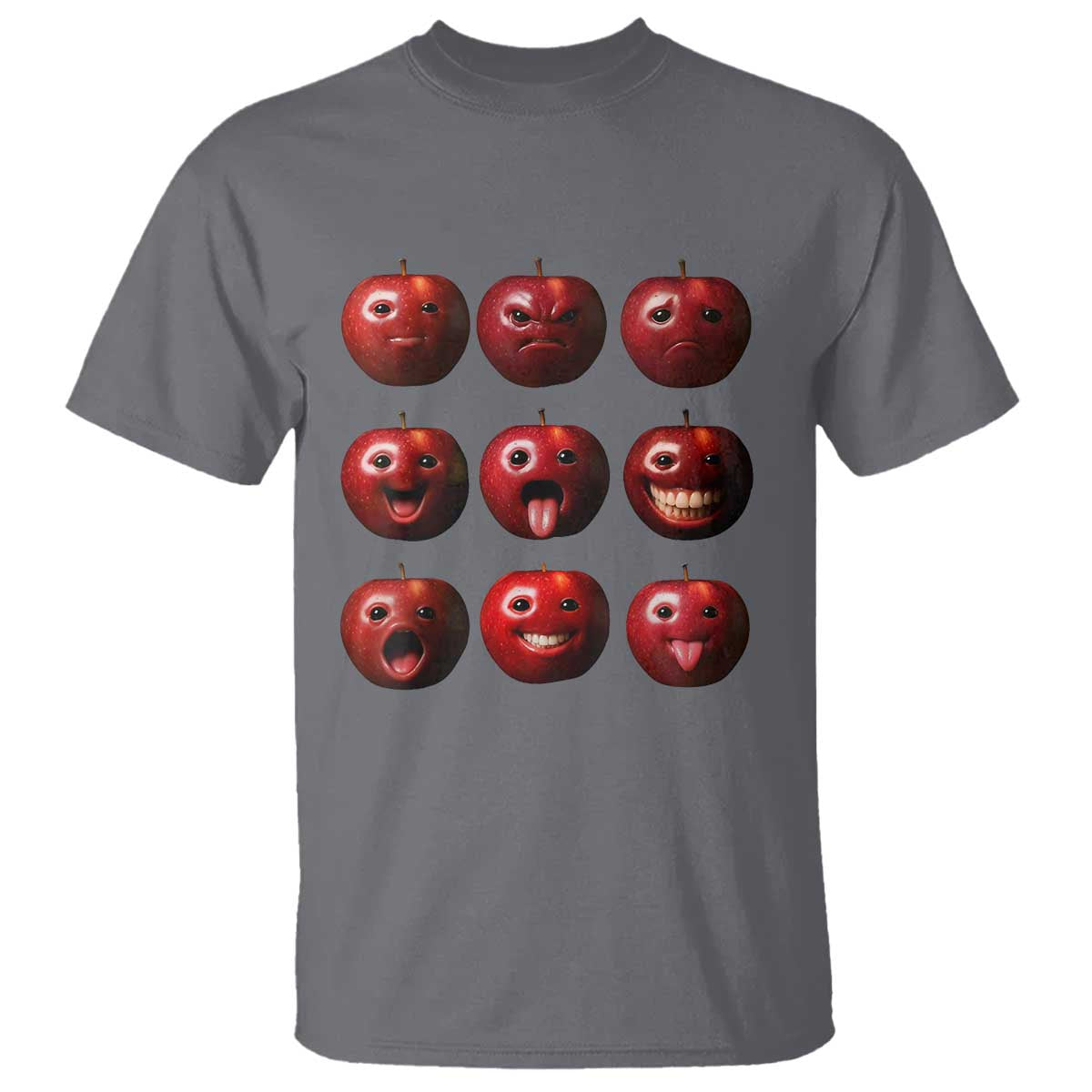 Funny Freaky Apple Faces Meme Graphic T Shirt Surreal Weird AI Fruit Emotions - Wonder Print Shop