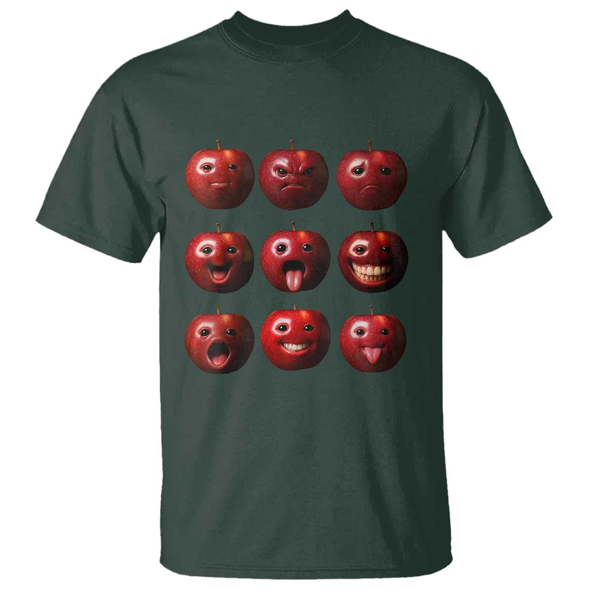 Funny Freaky Apple Faces Meme Graphic T Shirt Surreal Weird AI Fruit Emotions - Wonder Print Shop