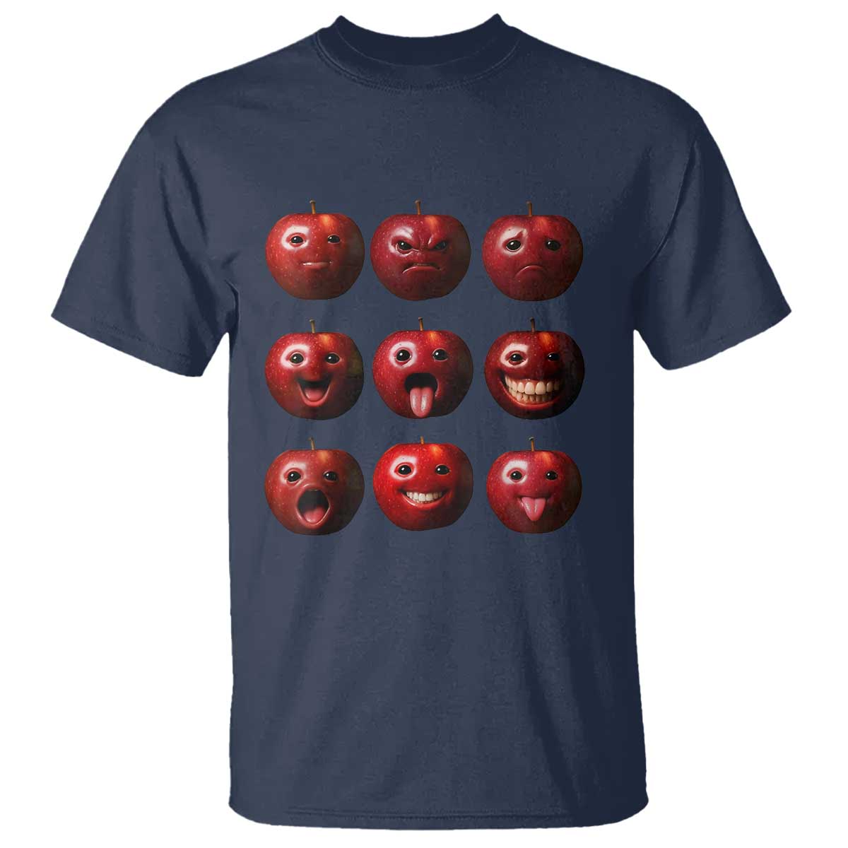 Funny Freaky Apple Faces Meme Graphic T Shirt Surreal Weird AI Fruit Emotions - Wonder Print Shop
