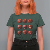 Funny Freaky Apple Faces Meme Graphic T Shirt For Women Surreal Weird AI Fruit Emotions - Wonder Print Shop