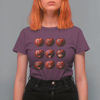 Funny Freaky Apple Faces Meme Graphic T Shirt For Women Surreal Weird AI Fruit Emotions - Wonder Print Shop