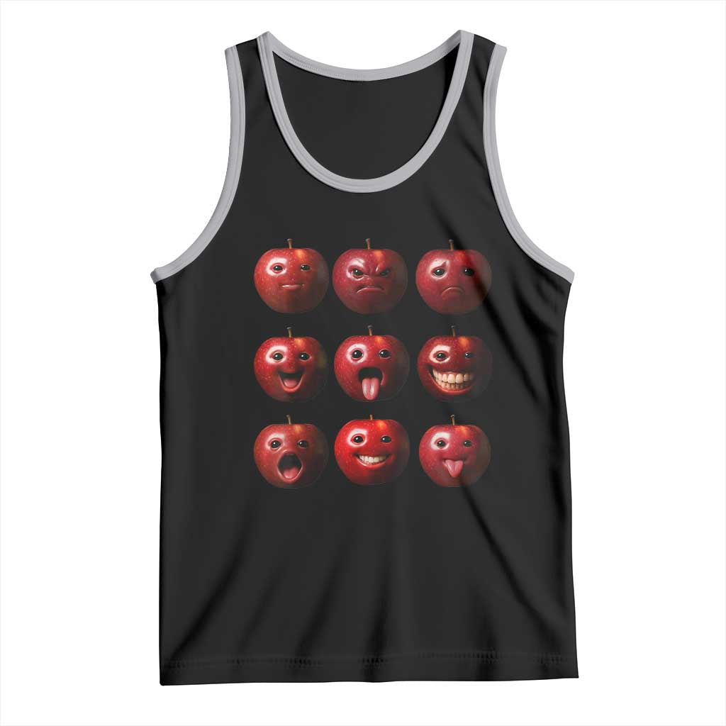 Funny Freaky Apple Faces Meme Graphic Tank Top Surreal Weird AI Fruit Emotions - Wonder Print Shop