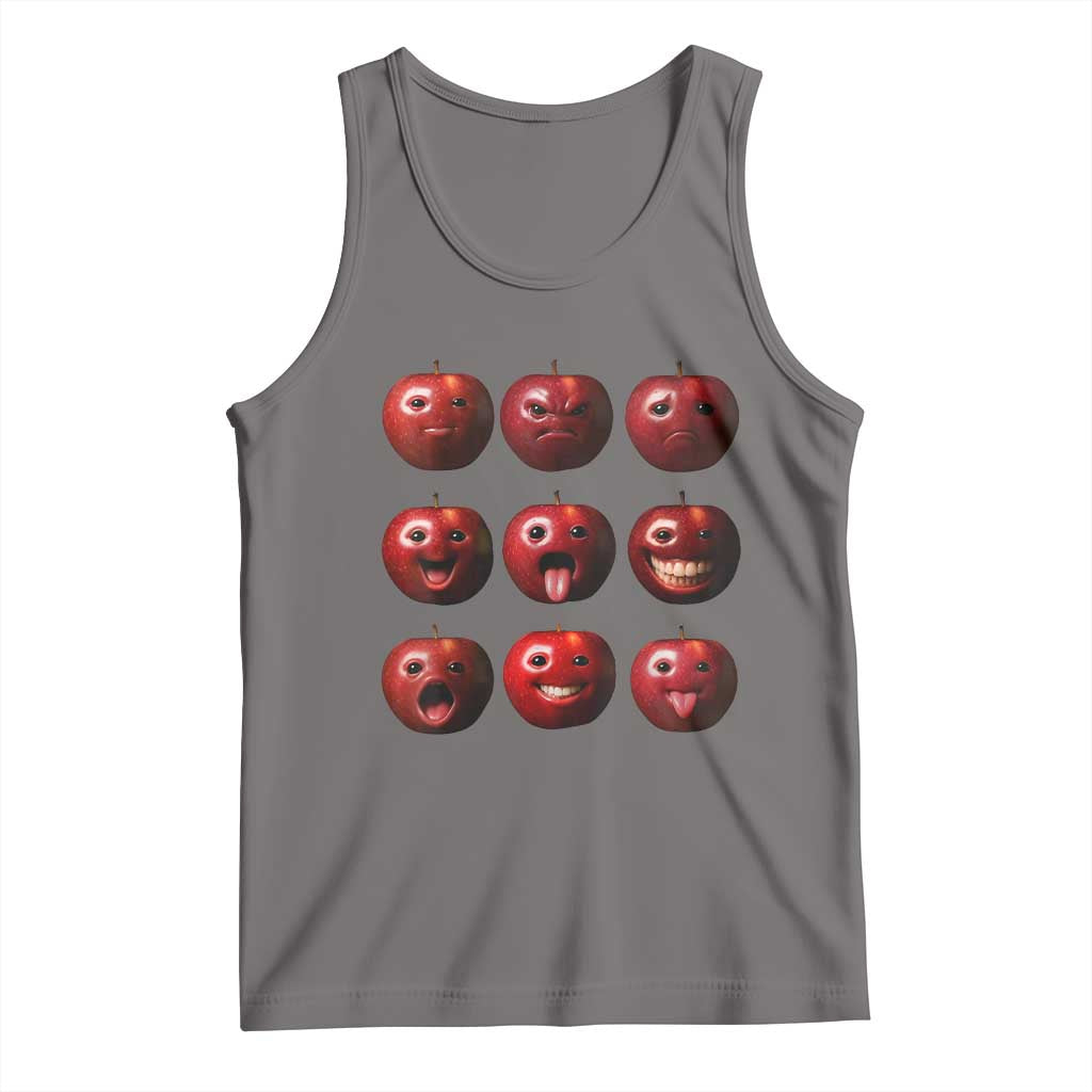 Funny Freaky Apple Faces Meme Graphic Tank Top Surreal Weird AI Fruit Emotions - Wonder Print Shop