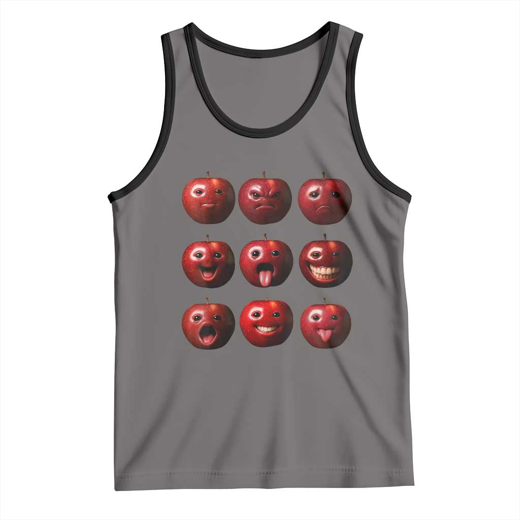 Funny Freaky Apple Faces Meme Graphic Tank Top Surreal Weird AI Fruit Emotions - Wonder Print Shop