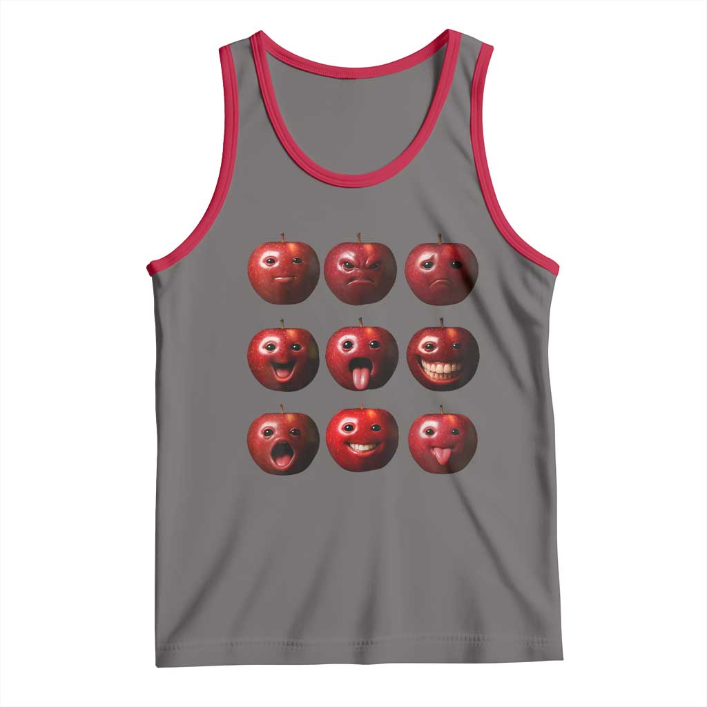 Funny Freaky Apple Faces Meme Graphic Tank Top Surreal Weird AI Fruit Emotions - Wonder Print Shop