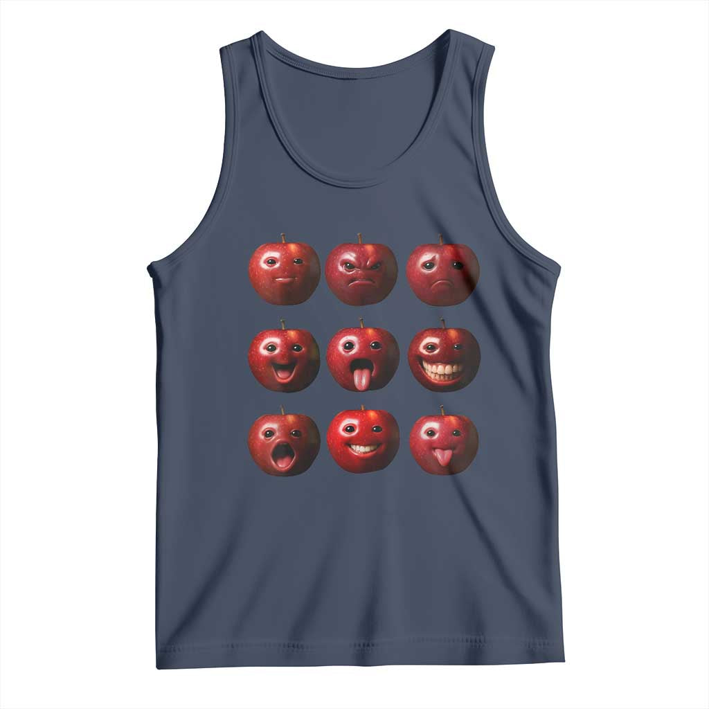Funny Freaky Apple Faces Meme Graphic Tank Top Surreal Weird AI Fruit Emotions - Wonder Print Shop