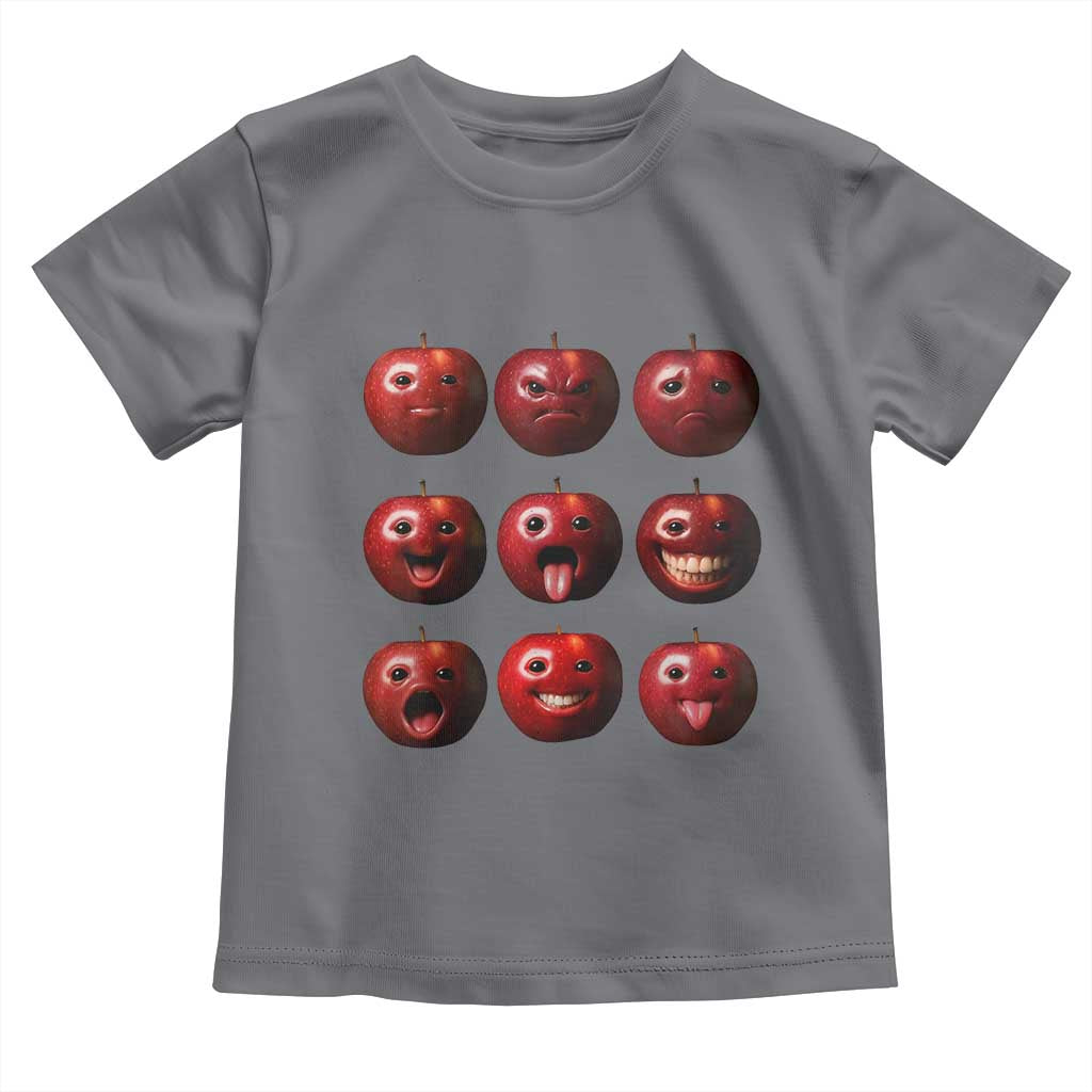 Funny Freaky Apple Faces Meme Graphic Toddler T Shirt Surreal Weird AI Fruit Emotions - Wonder Print Shop