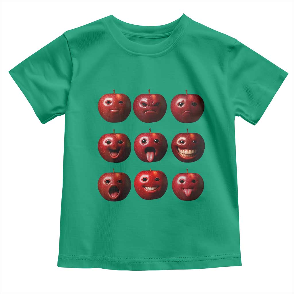 Funny Freaky Apple Faces Meme Graphic Toddler T Shirt Surreal Weird AI Fruit Emotions - Wonder Print Shop