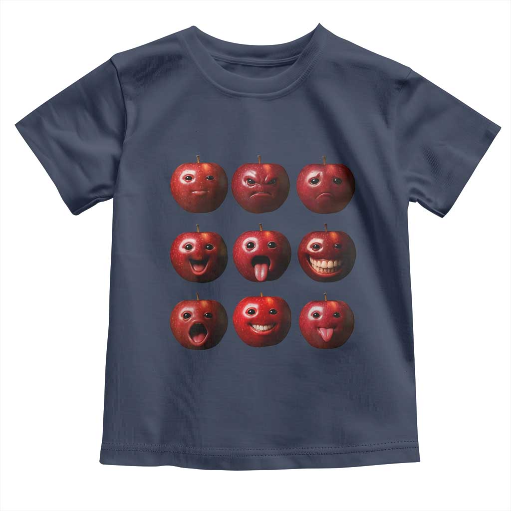 Funny Freaky Apple Faces Meme Graphic Toddler T Shirt Surreal Weird AI Fruit Emotions - Wonder Print Shop