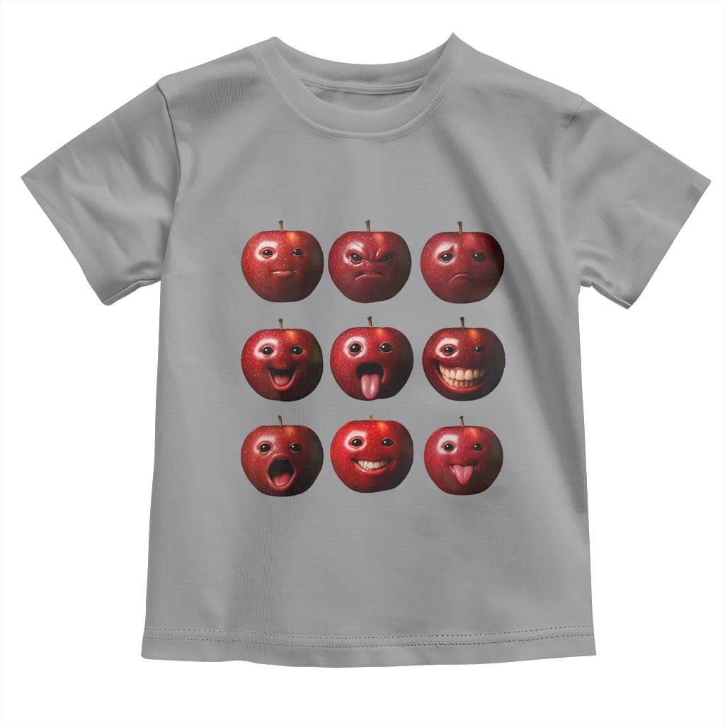 Funny Freaky Apple Faces Meme Graphic Toddler T Shirt Surreal Weird AI Fruit Emotions - Wonder Print Shop