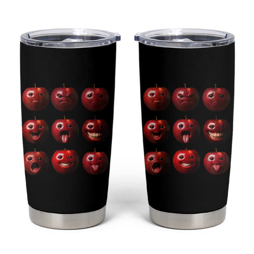 Funny Freaky Apple Faces Meme Graphic Tumbler Cup Surreal Weird AI Fruit Emotions - Wonder Print Shop