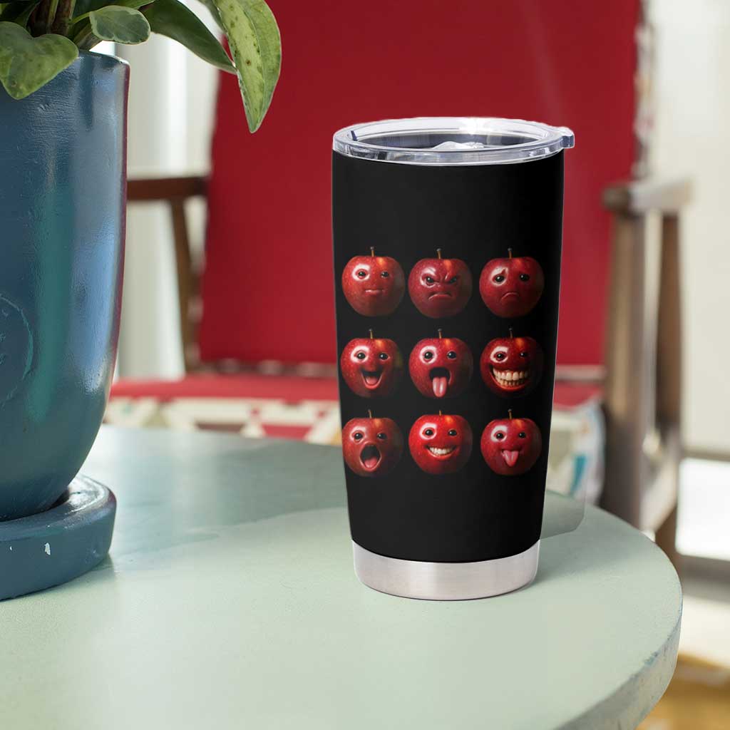 Funny Freaky Apple Faces Meme Graphic Tumbler Cup Surreal Weird AI Fruit Emotions - Wonder Print Shop
