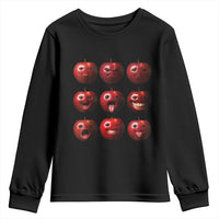 Funny Freaky Apple Faces Meme Graphic Youth Sweatshirt Surreal Weird AI Fruit Emotions - Wonder Print Shop