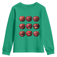 Funny Freaky Apple Faces Meme Graphic Youth Sweatshirt Surreal Weird AI Fruit Emotions - Wonder Print Shop
