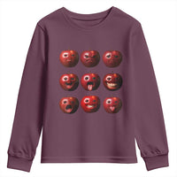 Funny Freaky Apple Faces Meme Graphic Youth Sweatshirt Surreal Weird AI Fruit Emotions - Wonder Print Shop