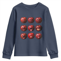 Funny Freaky Apple Faces Meme Graphic Youth Sweatshirt Surreal Weird AI Fruit Emotions - Wonder Print Shop