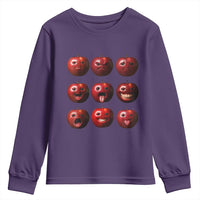 Funny Freaky Apple Faces Meme Graphic Youth Sweatshirt Surreal Weird AI Fruit Emotions - Wonder Print Shop
