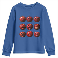 Funny Freaky Apple Faces Meme Graphic Youth Sweatshirt Surreal Weird AI Fruit Emotions - Wonder Print Shop