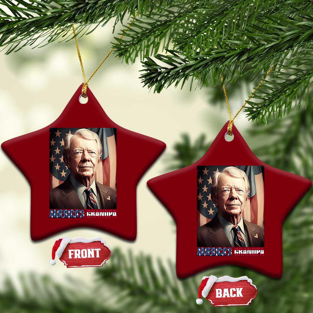 39th President Jimmy Carter Ceramic Ornament America's Grandpa Presidents' Day USA Flag Vintage - Wonder Print Shop