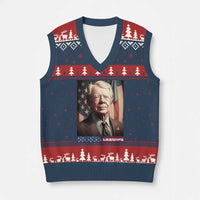39th President Jimmy Carter V-Neck Knit Sweater Vest America's Grandpa Presidents' Day USA Flag Vintage - Wonder Print Shop