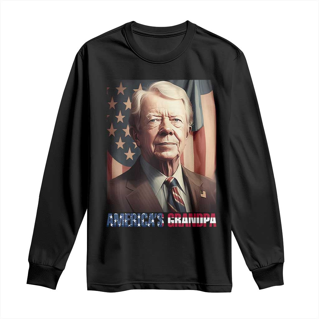 39th President Jimmy Carter Long Sleeve Shirt America's Grandpa Presidents' Day USA Flag Vintage