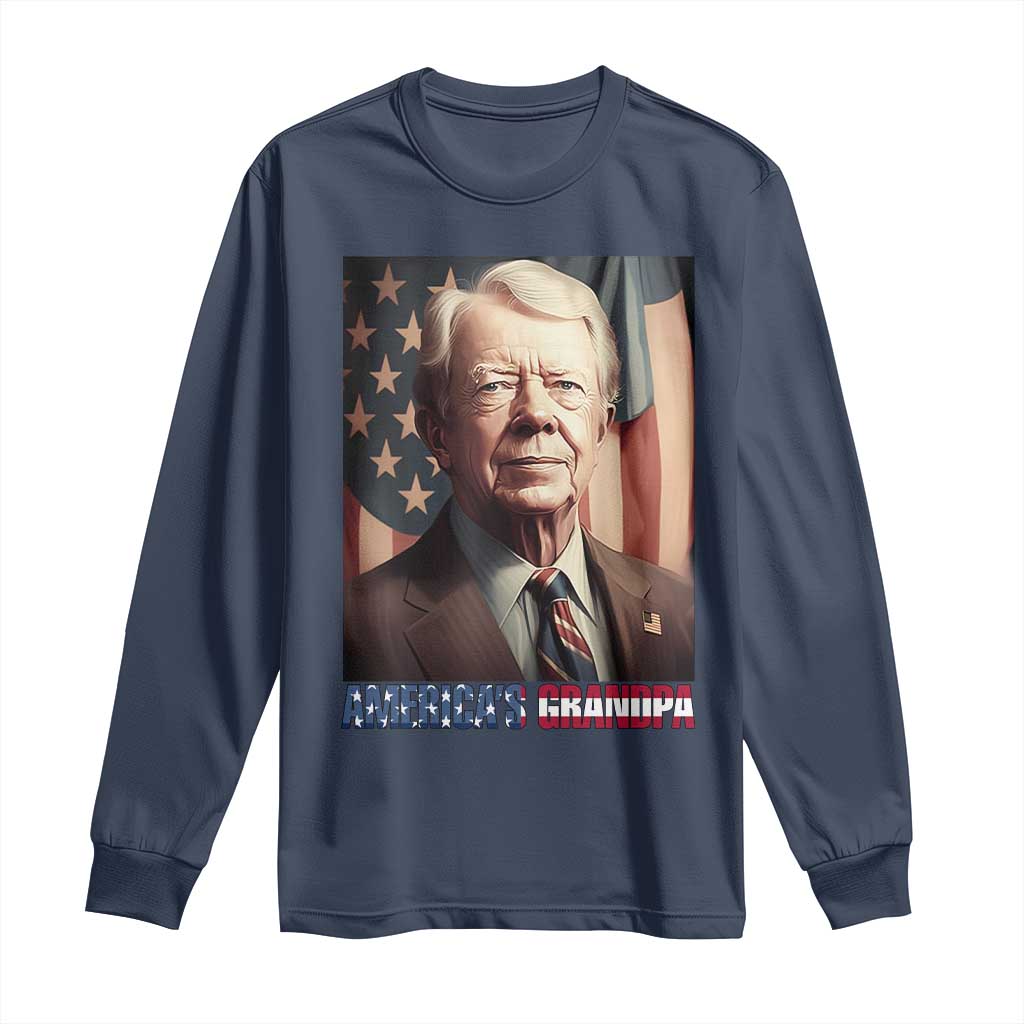 39th President Jimmy Carter Long Sleeve Shirt America's Grandpa Presidents' Day USA Flag Vintage