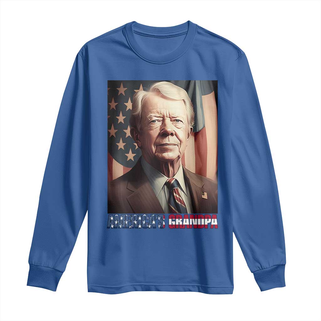 39th President Jimmy Carter Long Sleeve Shirt America's Grandpa Presidents' Day USA Flag Vintage