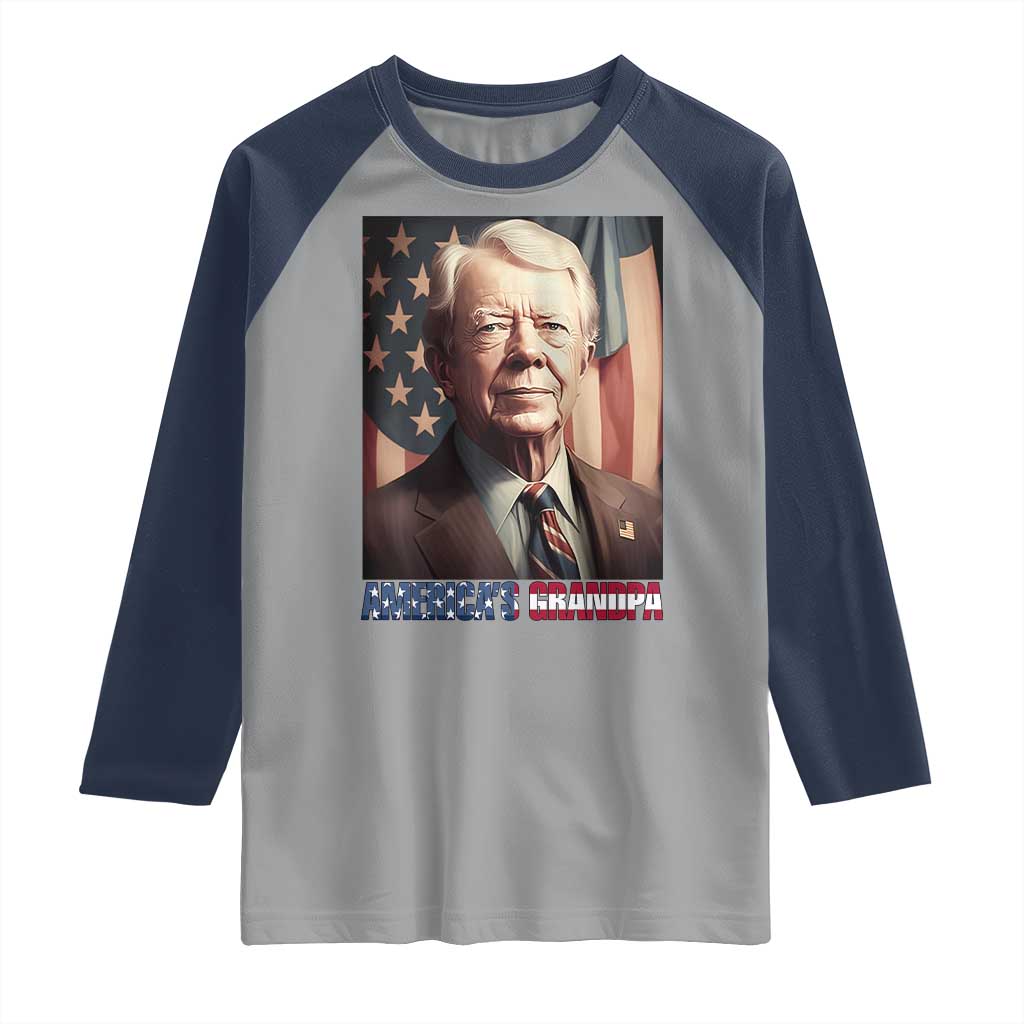39th President Jimmy Carter Raglan Shirt America's Grandpa Presidents' Day USA Flag Vintage