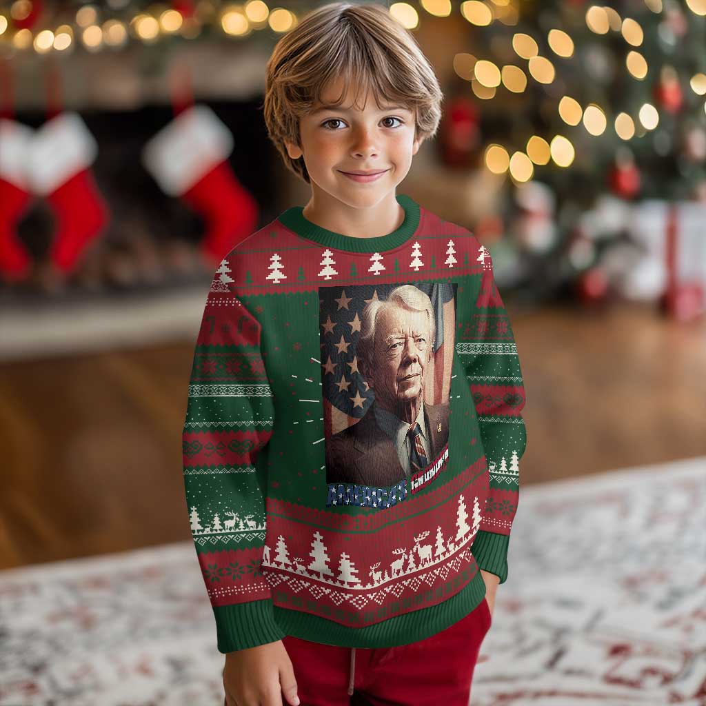 39th President Jimmy Carter Knitted Sweatshirt America's Grandpa Presidents' Day USA Flag Vintage