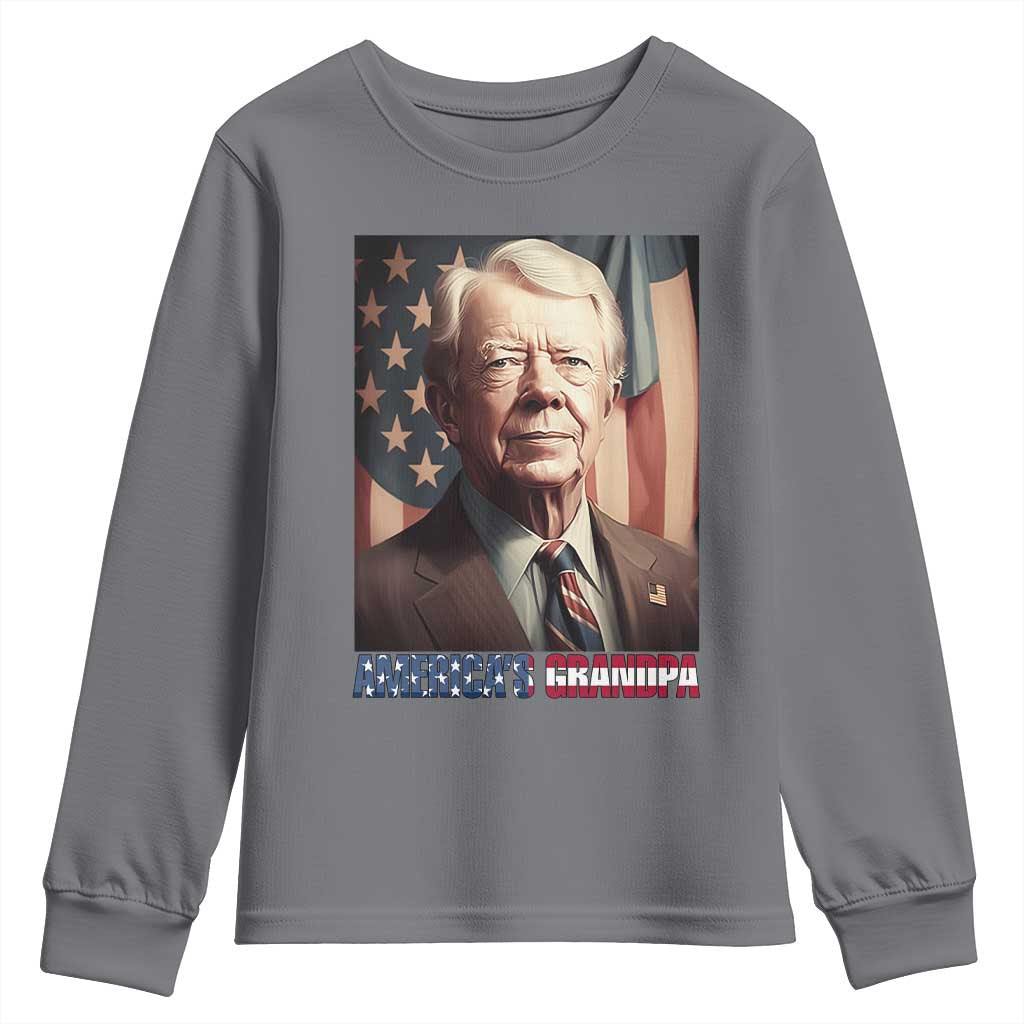 39th President Jimmy Carter Youth Sweatshirt America's Grandpa Presidents' Day USA Flag Vintage