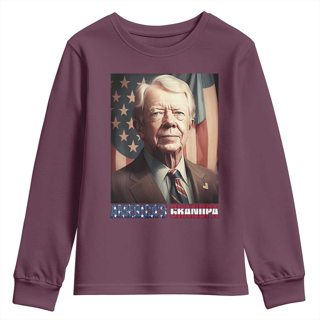 39th President Jimmy Carter Youth Sweatshirt America's Grandpa Presidents' Day USA Flag Vintage