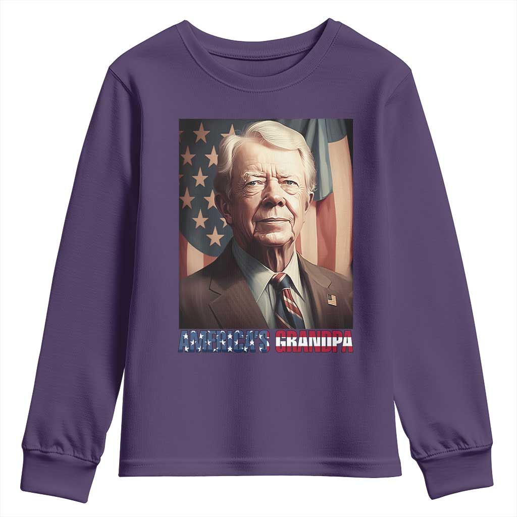 39th President Jimmy Carter Youth Sweatshirt America's Grandpa Presidents' Day USA Flag Vintage