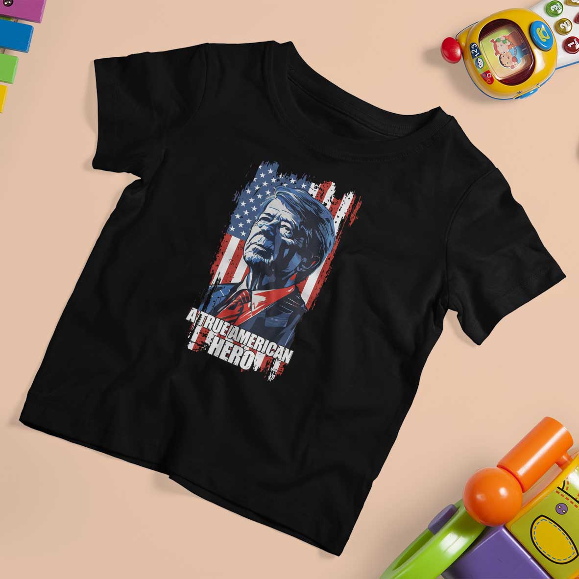 39th President Jimmy Carter T Shirt For Kid True American Hero US Flag Presidents' Day
