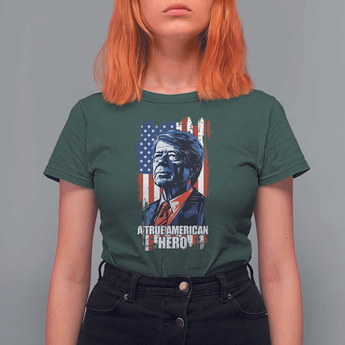 39th President Jimmy Carter T Shirt For Women True American Hero US Flag Presidents' Day