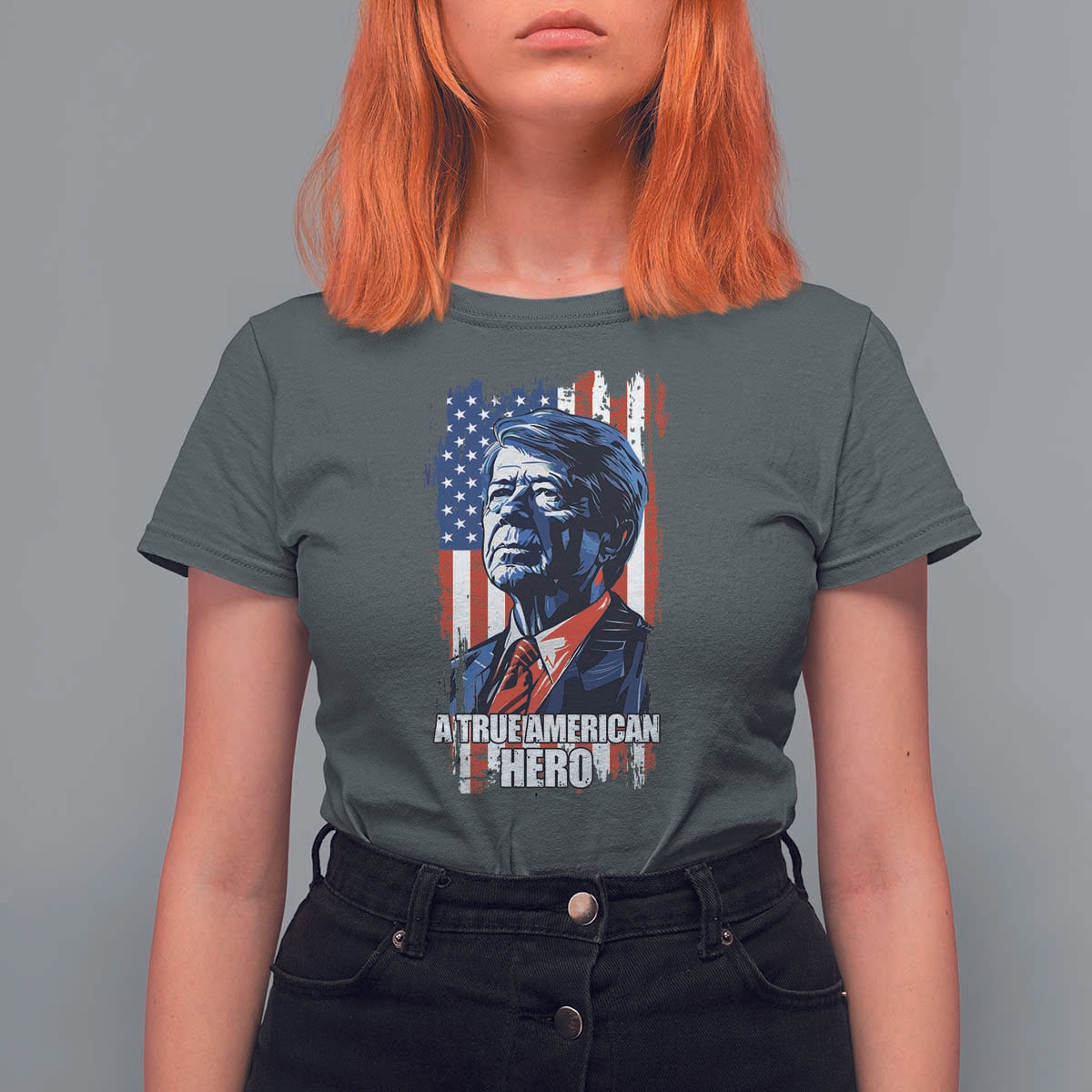 39th President Jimmy Carter T Shirt For Women True American Hero US Flag Presidents' Day