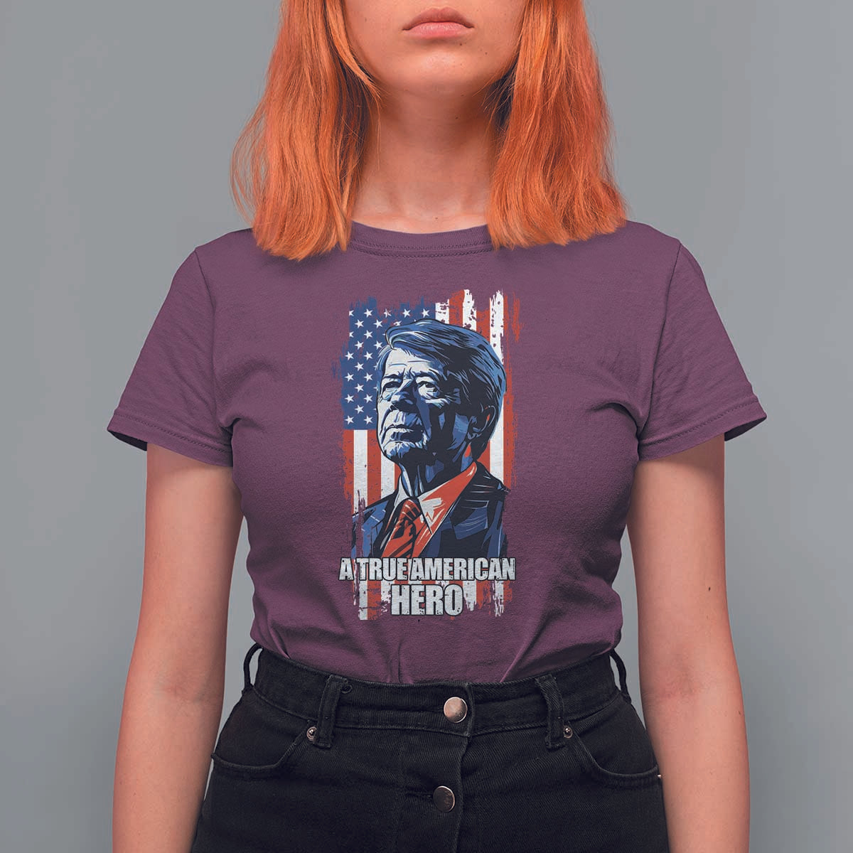 39th President Jimmy Carter T Shirt For Women True American Hero US Flag Presidents' Day
