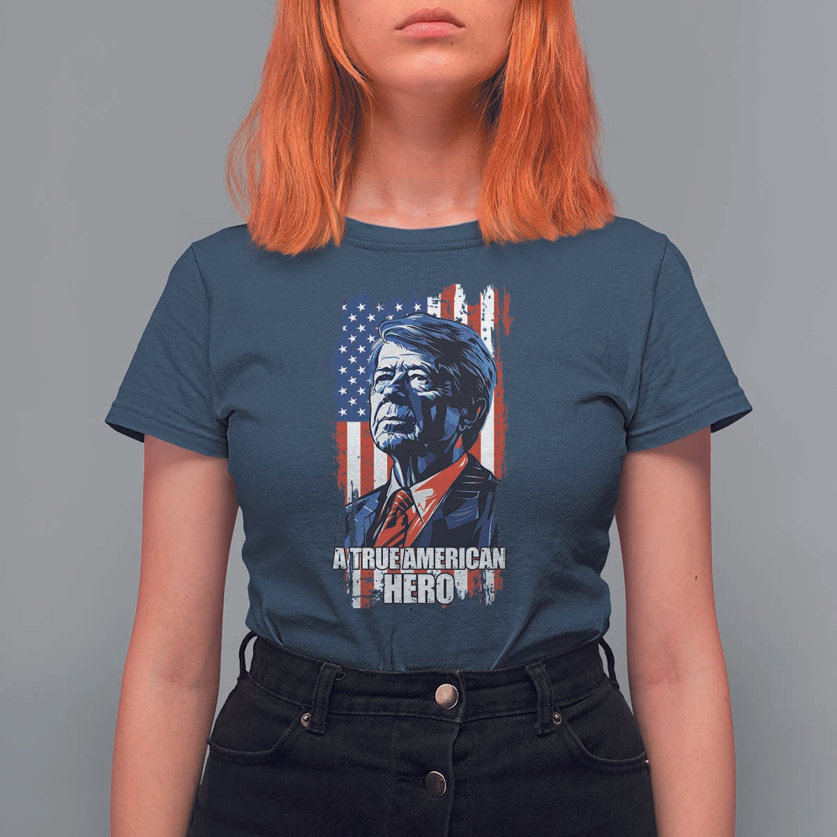 39th President Jimmy Carter T Shirt For Women True American Hero US Flag Presidents' Day