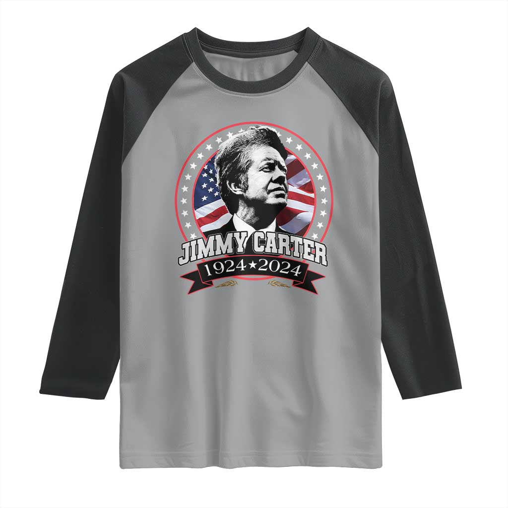 39th President Jimmy Carter Raglan Shirt USA Legacy American Flag