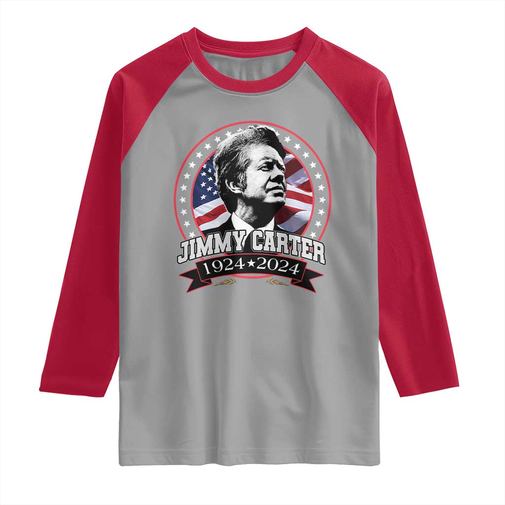 39th President Jimmy Carter Raglan Shirt USA Legacy American Flag
