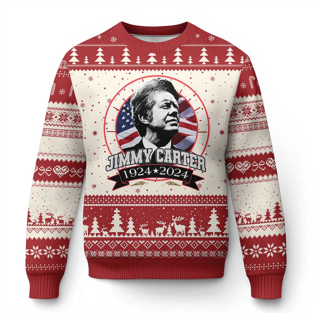 39th President Jimmy Carter Knitted Sweatshirt USA Legacy American Flag